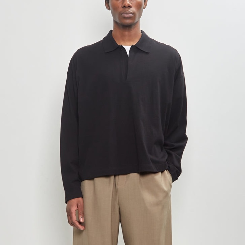 The Row Bryson Jersey Polo Cotton Men's Black Casual Button Down Shirt